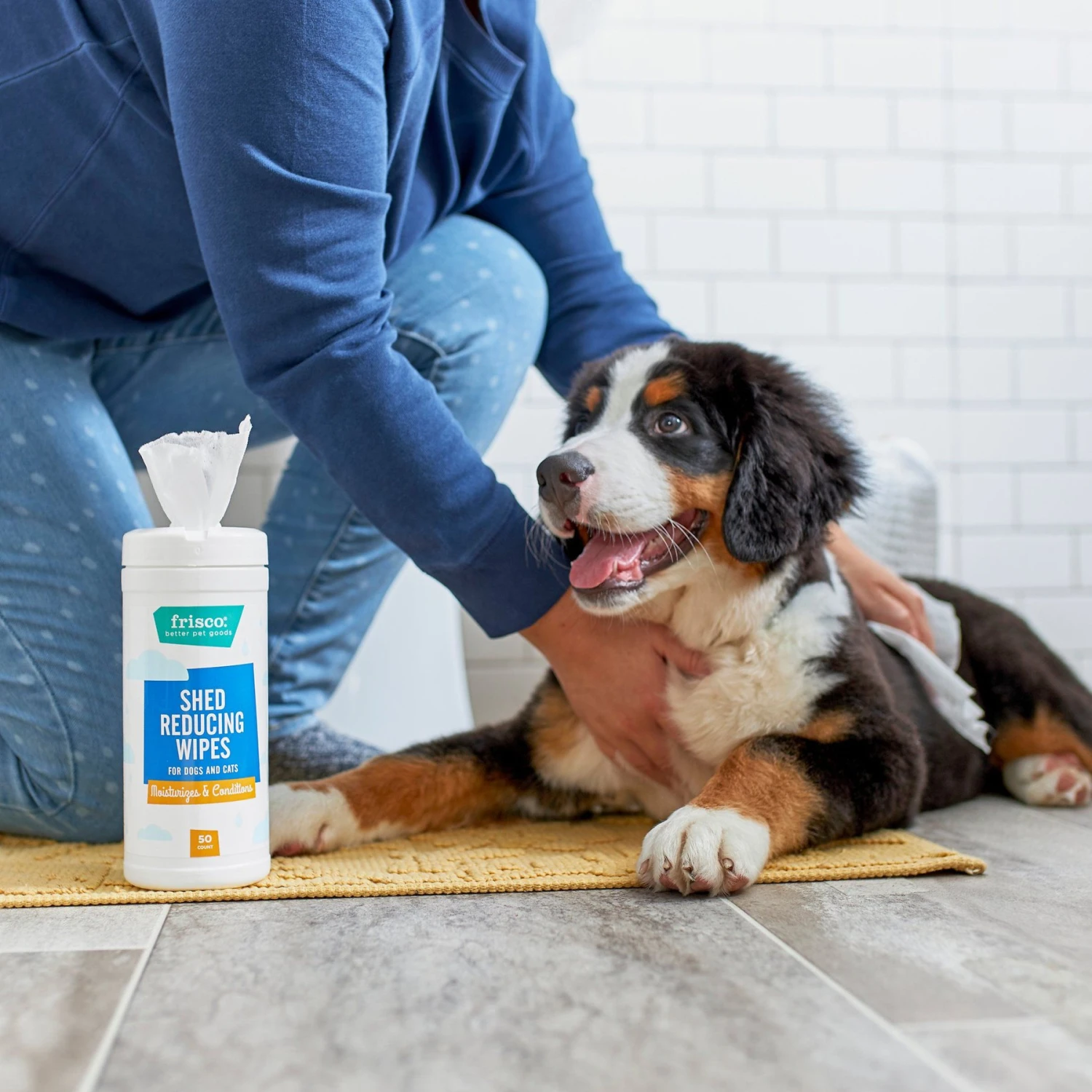 FURminator Long Hair Dog Deshedding Tool & Frisco Shed Reducing Waterless Grooming Wipes For Dogs & Cats, 50 Count 6 FURminator Long Hair Dog Deshedding Tool & Frisco Shed Reducing Waterless Grooming Wipes For Dogs & Cats, 50 Count - Image 6