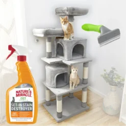 Frisco 61-in Faux Fur Cat Tree & Condo + 2 Items