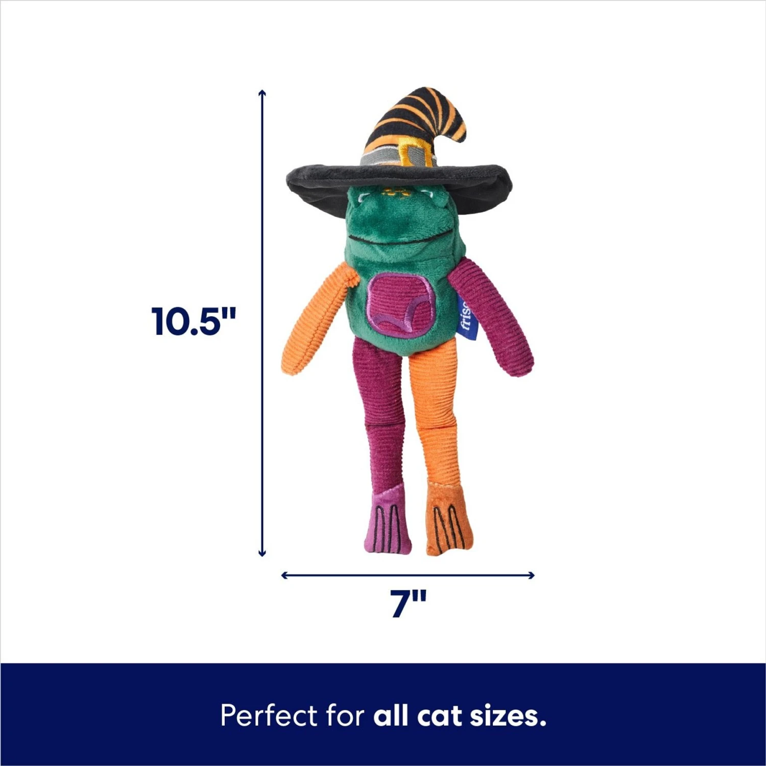 Frisco Halloween Frog In Witch Hat Plush Kicker Cat Toy With Catnip 2 Frisco Halloween Frog In Witch Hat Plush Kicker Cat Toy With Catnip - Image 2