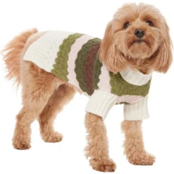 Frisco Bubble Knit Multi Striped Mock Neck Dog & Cat Sweater -PetPalace Picks 718854 PT2. AC SS1800 V1703184630