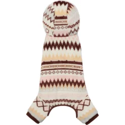 Frisco Fairisle Cozy Plush Fleece Dog & Cat PJs, Cream -PetPalace Picks 719006 PT4. AC SS1800 V1692720278