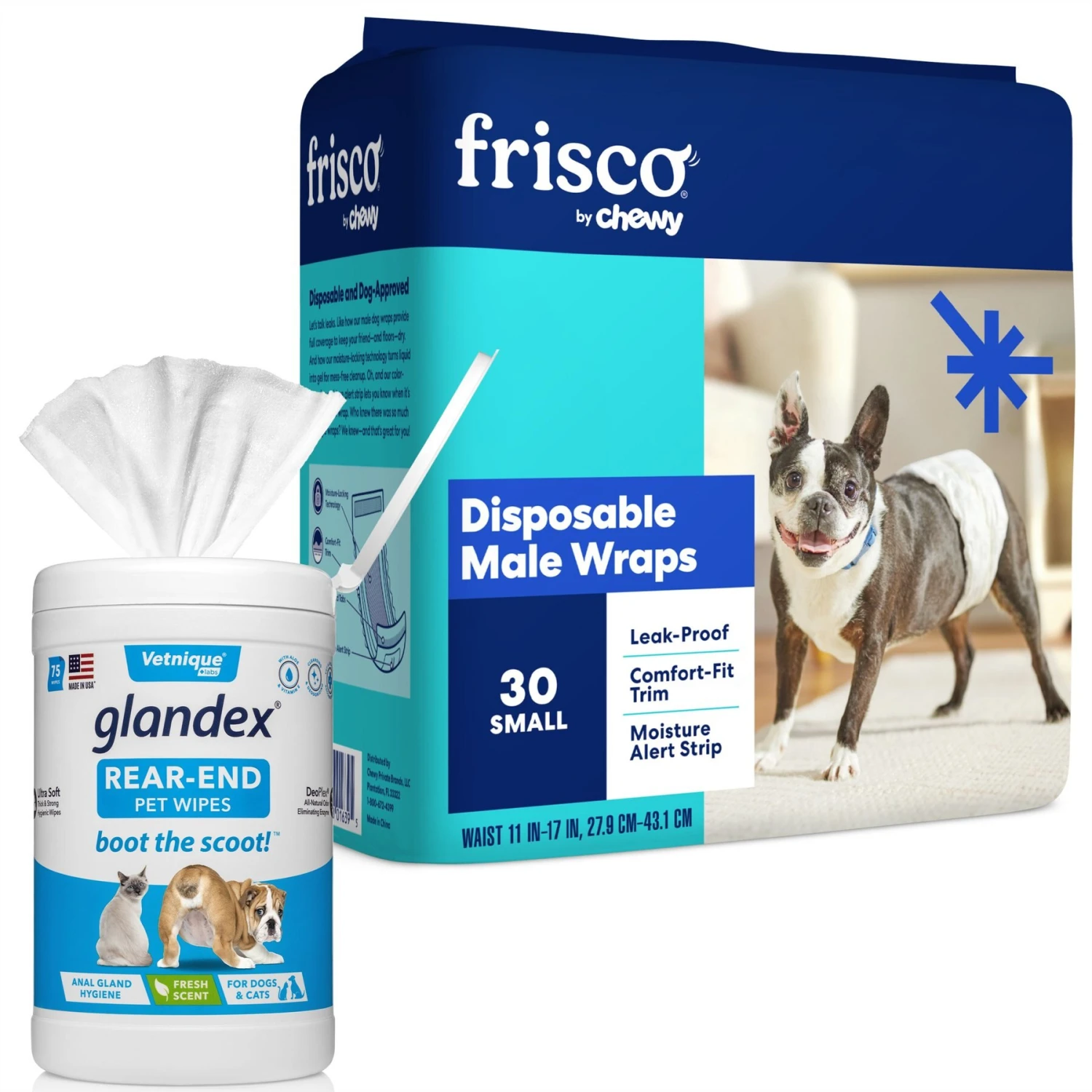 Vetnique Labs Glandex Wipes Rear End Anal Gland Cleansing & Deodorizing Hygienic Rear End Boot The Scoot Dog & Cat Wipes & Frisco Disposable Male Dog Wraps 1 Vetnique Labs Glandex Wipes Rear End Anal Gland Cleansing & Deodorizing Hygienic Rear End Boot The Scoot Dog & Cat Wipes & Frisco Disposable Male Dog Wraps