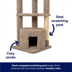 Frisco 64-in Real Carpet Wooden Cat Tree And Condo -PetPalace Picks 914950 PT2. AC SS1800 V1697733055