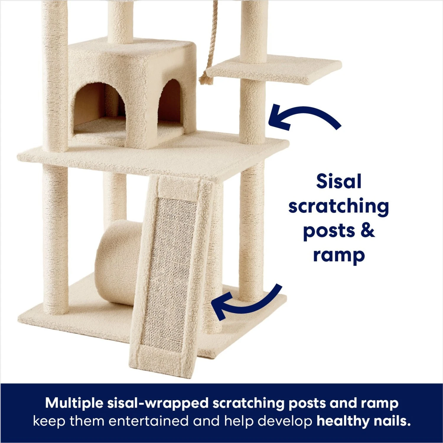 Frisco 62-in Faux Fur Cat Tree & Condo 4 Frisco 62-in Faux Fur Cat Tree & Condo - Image 4