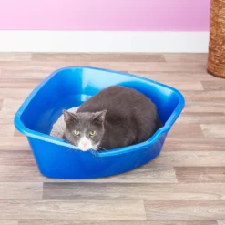 Frisco Collapsible Wire Cat Cage Playpen & Van Ness High Side Corner Cat Litter Pan, Blue -PetPalace Picks 933382 PT8. AC SS1800 V1692305264