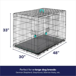 Frisco Heavy Duty Enhanced Lock Double Door Fold & Carry Wire Dog Crate & Mat Kit & MidWest Quiet Time Fleece Dog Crate Mat -PetPalace Picks 947398 PT2. AC SS1800 V1693602742