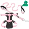 Frisco Padded Nylon No Pull Dog Harness & Frisco Traffic Leash With Padded Handles & Poop Bag Dispenser