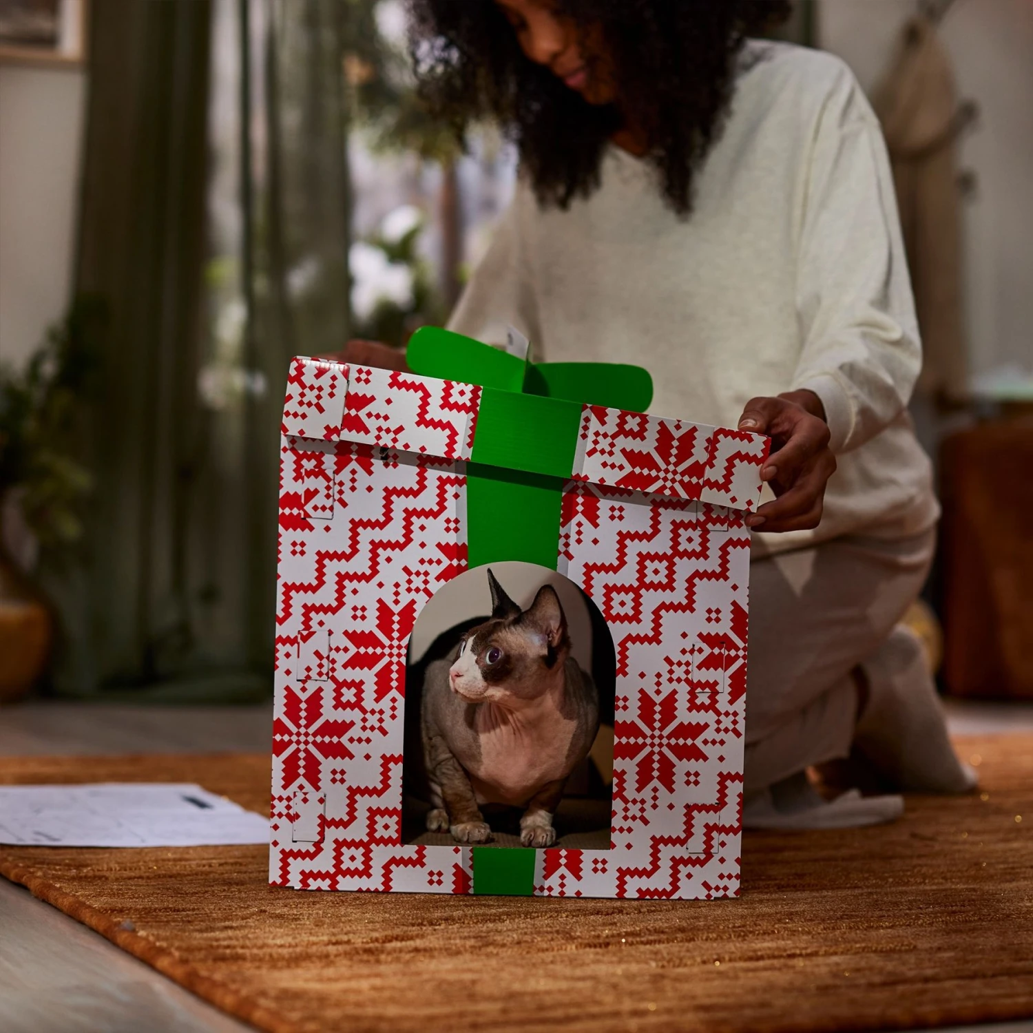 Frisco Holiday Gift Box Cardboard Cat House & Frisco Holiday Santa's Workshop Cardboard Cat House 5 Frisco Holiday Gift Box Cardboard Cat House & Frisco Holiday Santa's Workshop Cardboard Cat House - Image 5