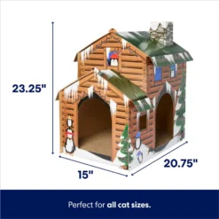 Frisco Holiday Log Cabin Cardboard Cat House & Frisco Holiday Santa's Workshop Cardboard Cat House -PetPalace Picks 986198 PT2. AC SS1800 V1698257738