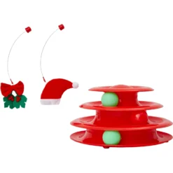 Frisco Holiday Santa Hat & Mistletoe Cat Tracks Cat Toy & Frisco Holiday Mice Cat Toy With Catnip, 5 Count -PetPalace Picks 986278 PT3. AC SS1800 V1698258464